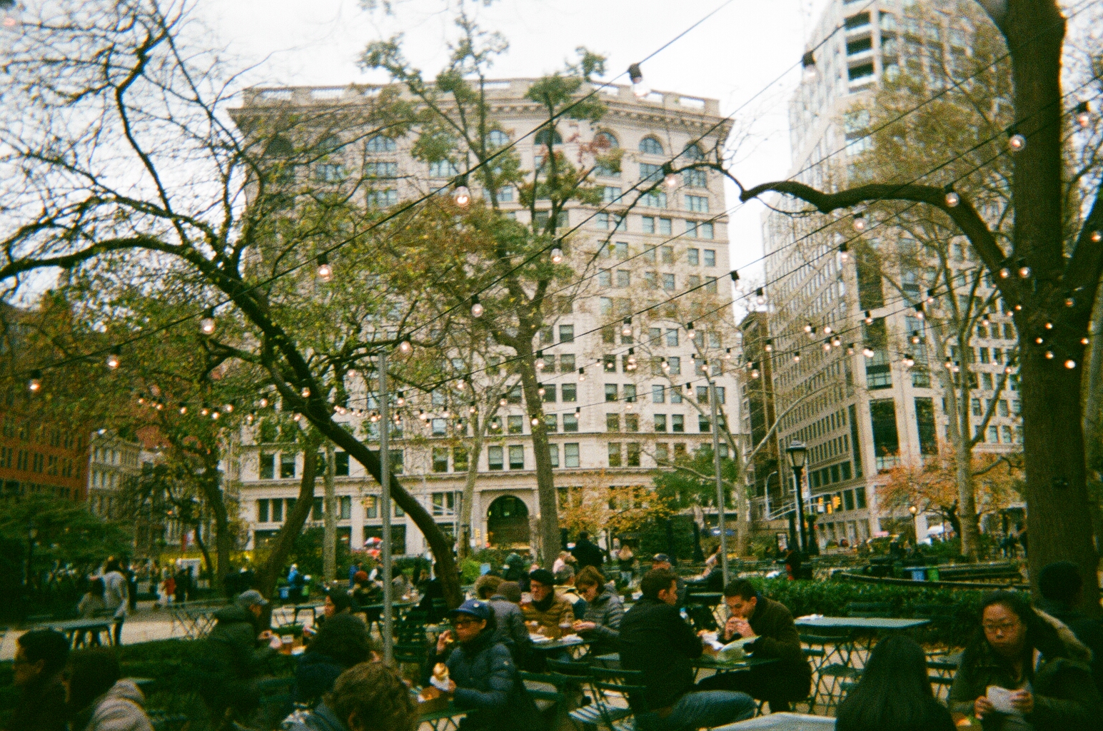 people eating outside shake shack new york city